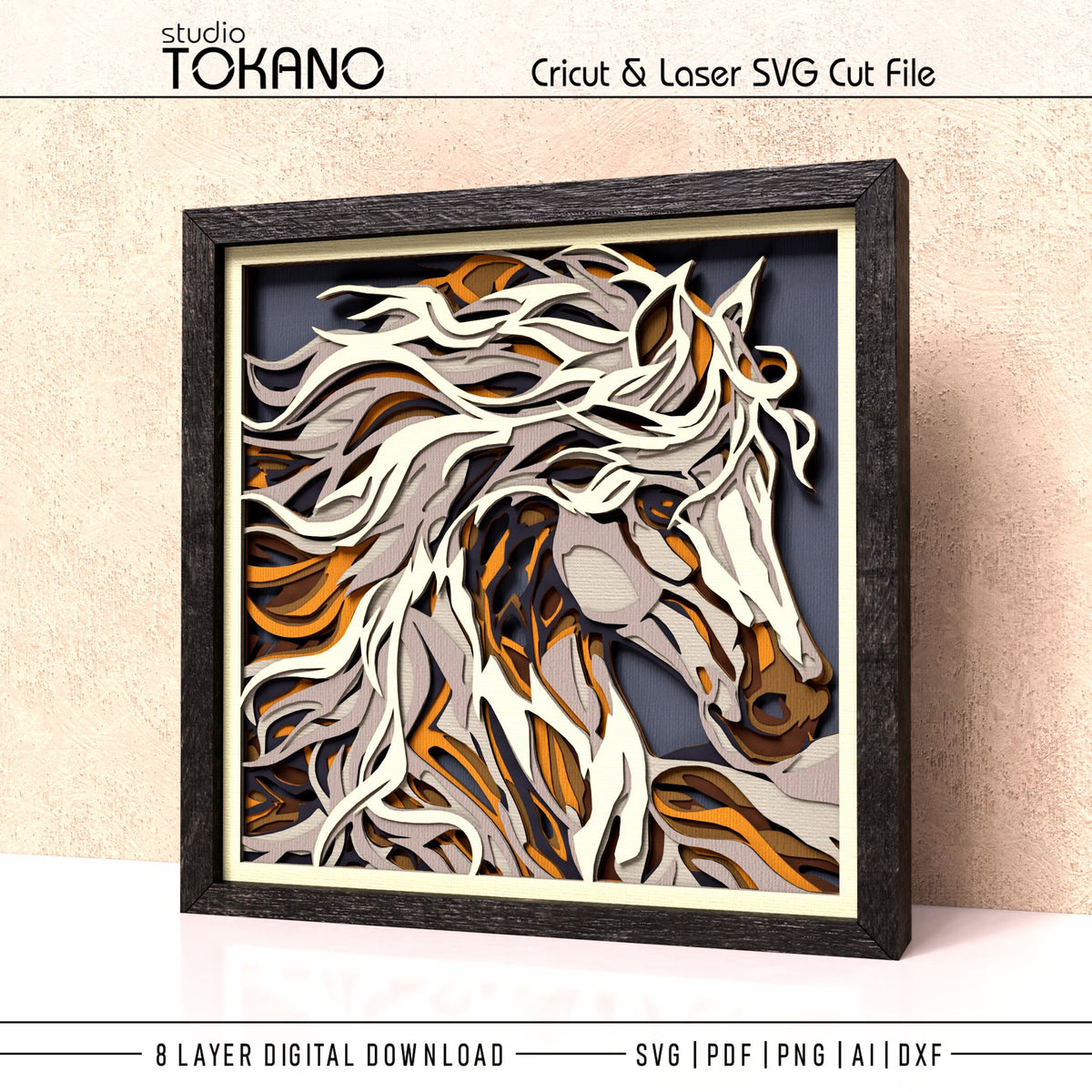 Horse Shadow Box SVG | 8 Layer Wall Art | Cricut & Laser Cut File