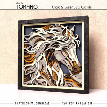 Horse Shadow Box SVG | 8 Layer Wall Art | Cricut & Laser Cut File