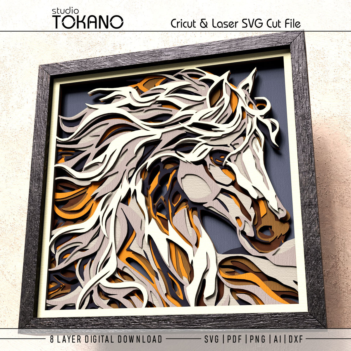 Horse Shadow Box SVG | 8 Layer Wall Art | Cricut & Laser Cut File