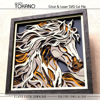 Horse Shadow Box SVG | 8 Layer Wall Art | Cricut & Laser Cut File