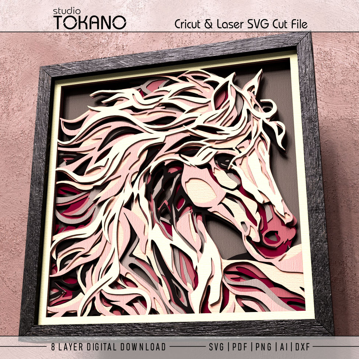 Horse Shadow Box SVG | 8 Layer Wall Art | Cricut & Laser Cut File
