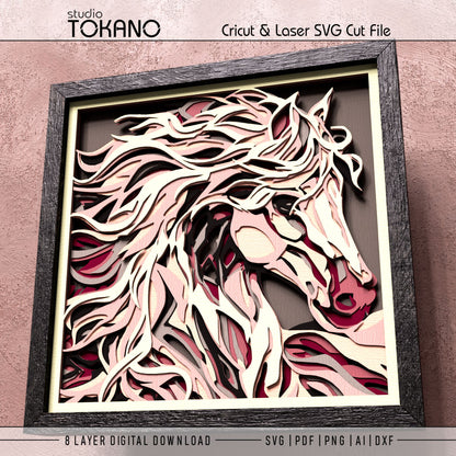 Horse Shadow Box SVG | 8 Layer Wall Art | Cricut & Laser Cut File