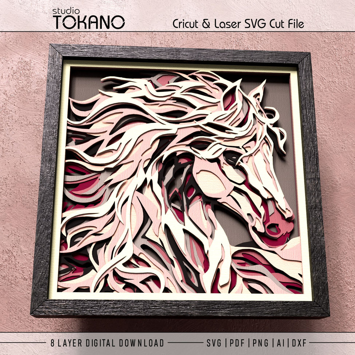 Horse Shadow Box SVG | 8 Layer Wall Art | Cricut & Laser Cut File