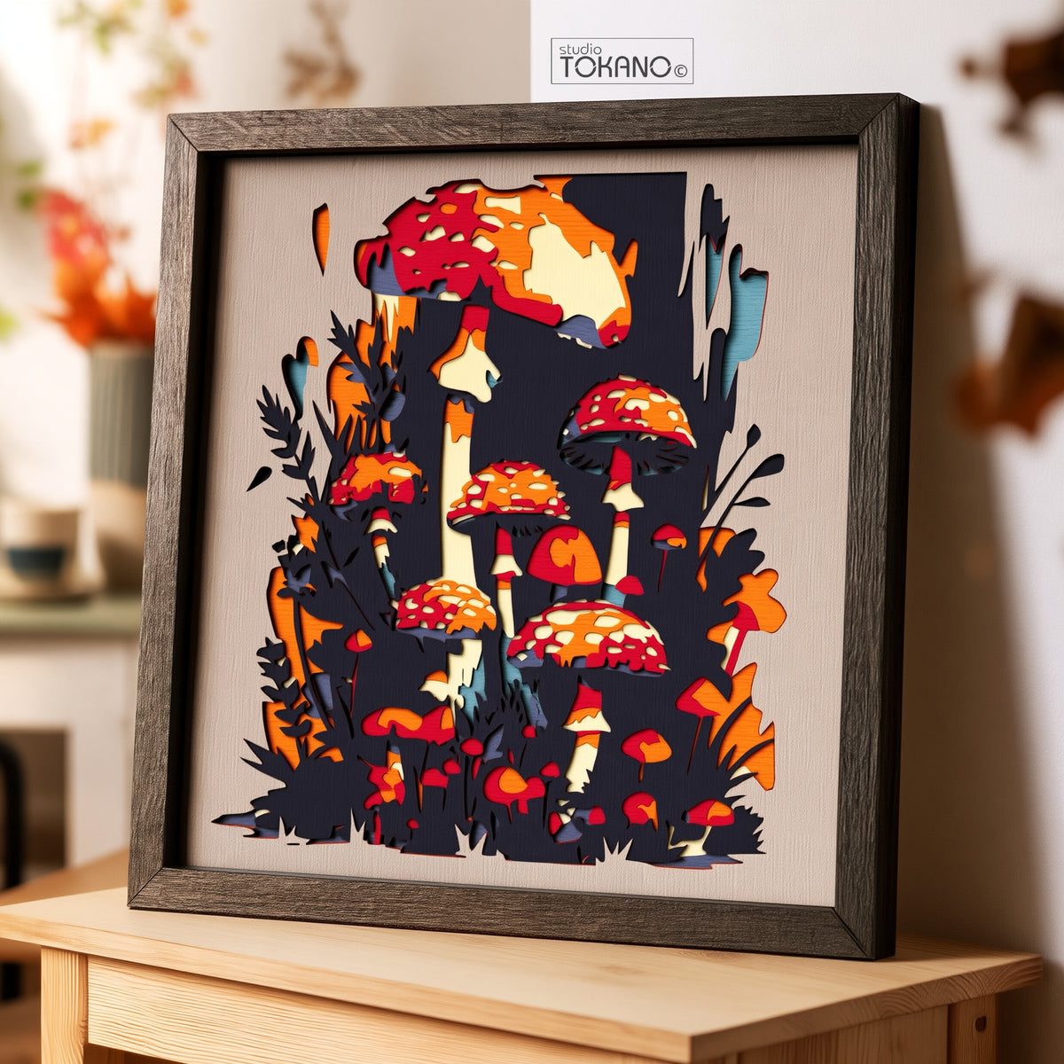 Mushroom Shadow Box SVG | 7 Layer Autumn Woodland Wall Art | Cricut & Laser Cut File