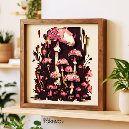 Mushroom Shadow Box SVG | 7 Layer Autumn Woodland Wall Art | Cricut & Laser Cut File