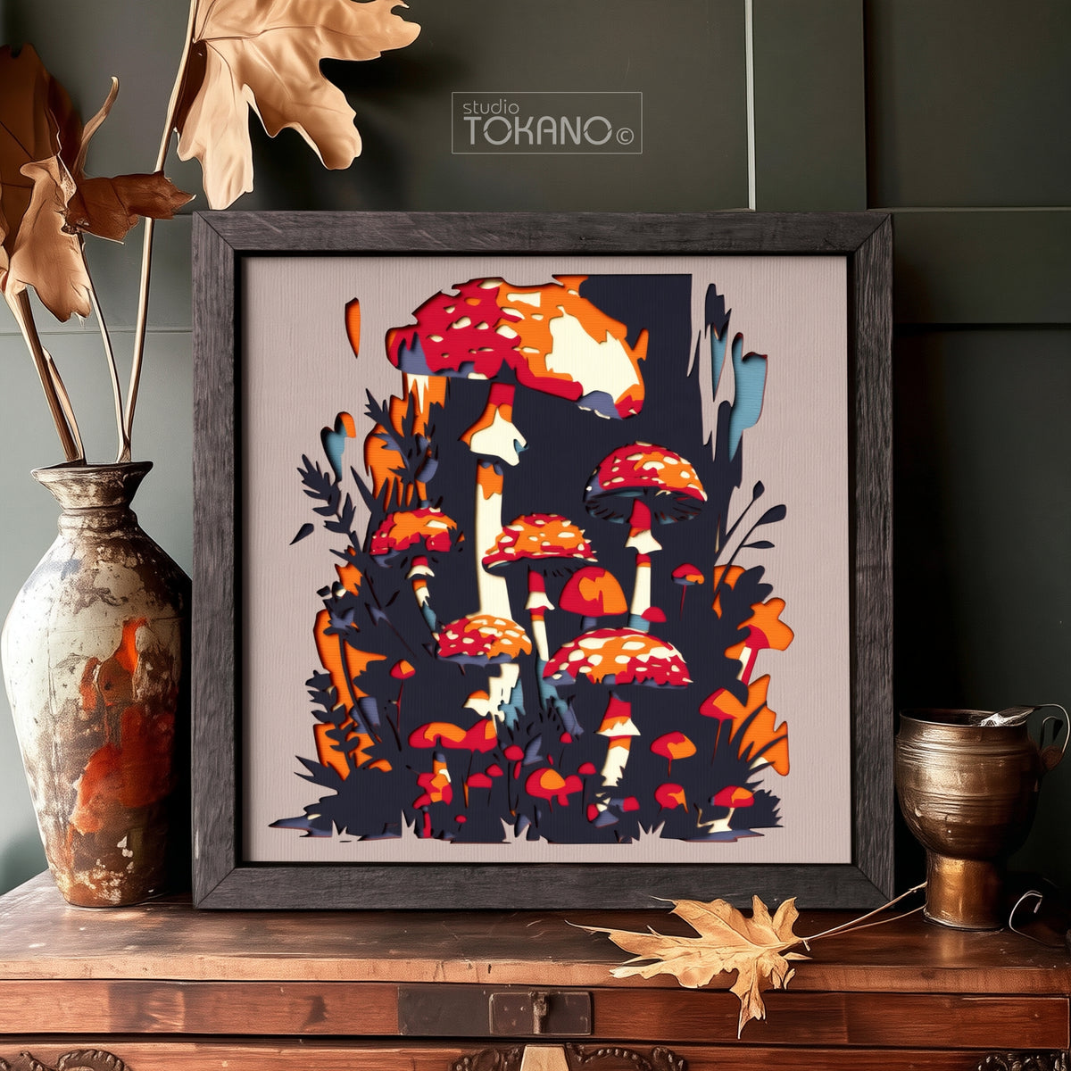 Mushroom Shadow Box SVG | 7 Layer Autumn Woodland Wall Art | Cricut & Laser Cut File