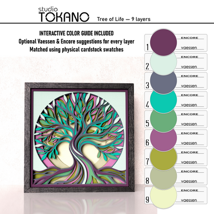 Regional cardstock color guide for recreating the Tree of Life shadow box color palette
